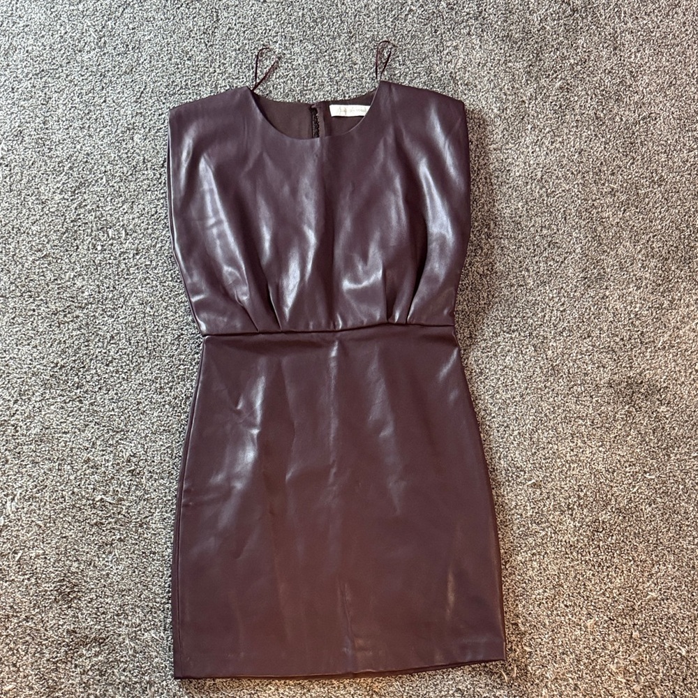 Bishop + Young Hayden Vegan Faux Leather Dress Chocolate Brown Size 4 Mini